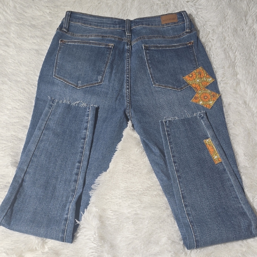NWOT Judy Blue Skinny Jeans in Blue and Orange
